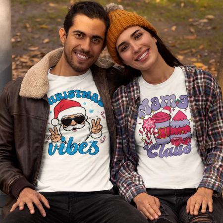Set 2 Tricouri Cuplu Personalizate - Christmas vibes - Mama Claus   [1]