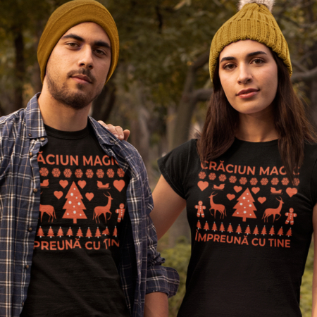 Set 2 Tricouri Cuplu Personalizate Craciun - Craciun magic alaturi de tine   [1]