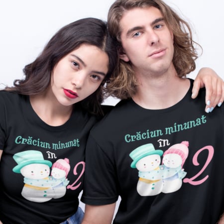 Set 2 Tricouri Cuplu Personalizate Craciun - Craciun minunat impreuna   [1]