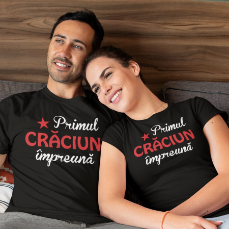 Set 2 Tricouri Cuplu Personalizate Craciun - Primul Craciun Impreuna 2   [1]