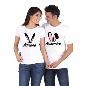 Set 2 Tricouri Cuplu Personalizate de Paste cu nume si urechi 2   [1]