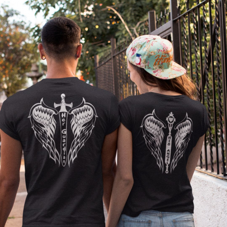 Set 2 Tricouri Cuplu Personalizate - Her guardian / His Angel   [1]