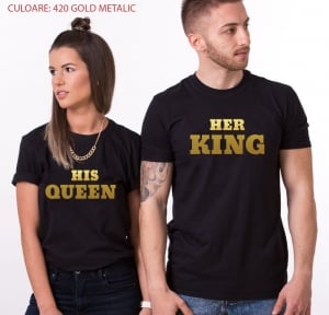 Tricouri Cuplu Personalizate - His Queen / Her King [0]