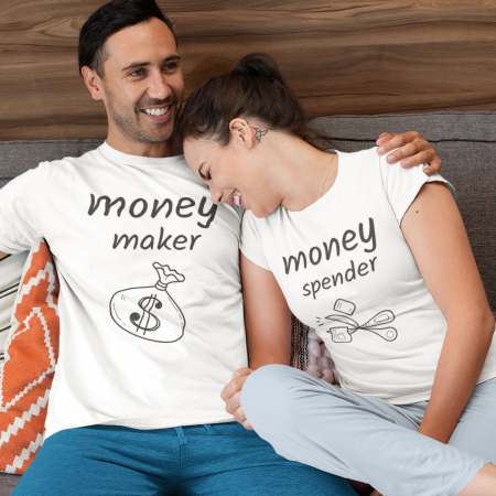 Tricouri Cuplu - Set 2 Tricouri Cuplu Personalizate - Mr and Mrs Right  