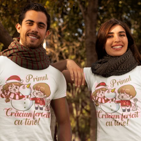 Set 2 Tricouri Cuplu Personalizate - Primul craciun fericit impreuna   [1]