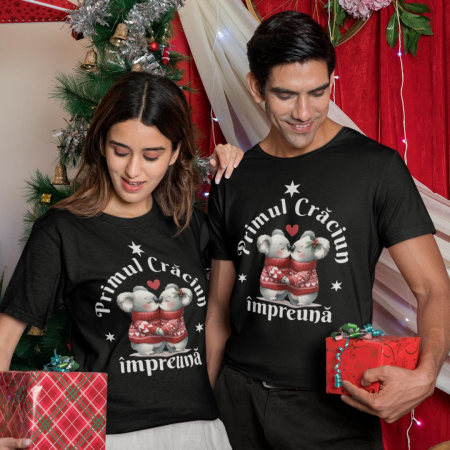 Tricouri Craciun - Set 2 Tricouri Cuplu Personalizate - Primul craciun impreuna Koala  
