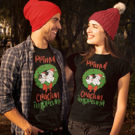 Set 2 Tricouri Cuplu Personalizate - Primul craciun impreuna pisicute   [1]