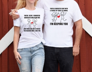 Tricouri Cuplu - Set 2 Tricouri Cuplu Personalizate - Reasons  