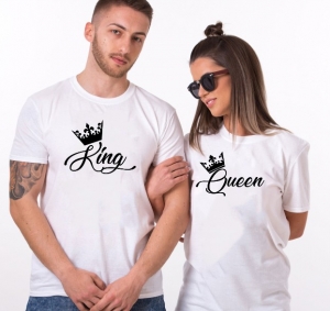 Set 2 Tricouri Cuplu Personalizate - King / Queen   [2]
