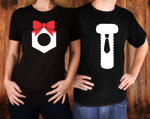 Set 2 Tricouri Cuplu Personalizate - Surub Si Piulita   [1]