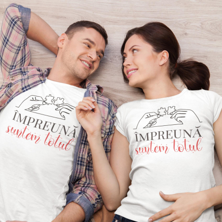 Set 2 Tricouri Personalizate Cuplu - Puzzle impreuna suntem totul  