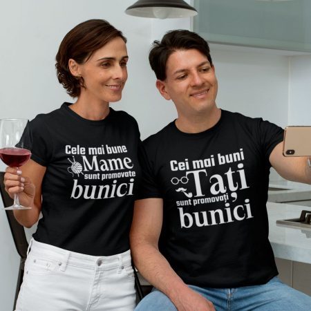 Tricouri Pentru Bunici - Set 2 Tricouri Personalizate - Cei mai buni parinti sunt promovati bunici 2