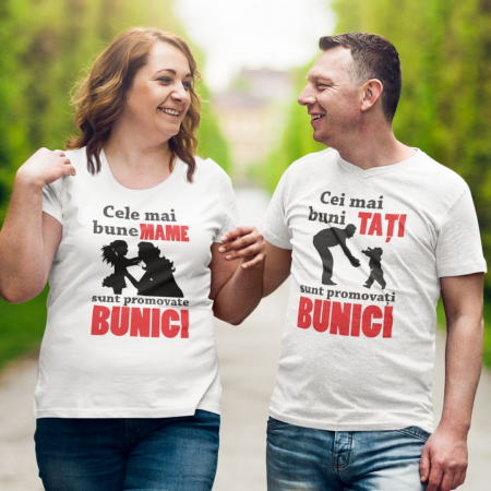 Set 2 Tricouri Personalizate - Cei mai buni parinti sunt promovati bunici [1]