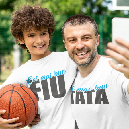 Tricouri Pentru Tata Si Fiu - Set 2 Tricouri Personalizate - Cel Mai Bun Tata Si Fiu  
