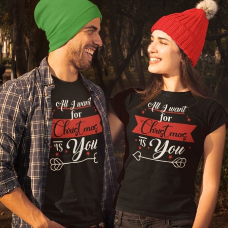 Set 2 Tricouri Personalizate Cuplu Craciun - All I Want For Christmas Is You   [1]
