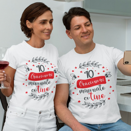 Set 2 Tricouri Personalizate Cuplu - Craciunuri Minunate Cu Tine   [1]