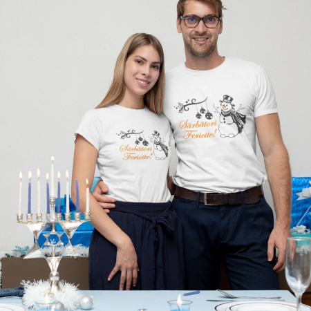 Tricouri Craciun - Set 2 Tricouri Personalizate Cuplu - Craciun Fericit Om de Zapada  