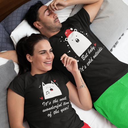 Tricouri Craciun - Set 2 Tricouri Personalizate Cuplu - It's the most wonderful time of the year  