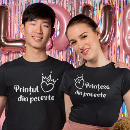 Set 2 Tricouri Personalizate Cuplu - Printul si printesa din poveste   [1]