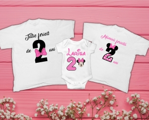 Tricouri Personalizate - Set 3 Tricouri Personalizate Familie - 2 ani Minnie