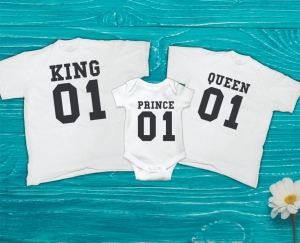Set Tricouri si Body Familie - Set 3 Tricouri Personalizate Familie - King  Queen and Prince