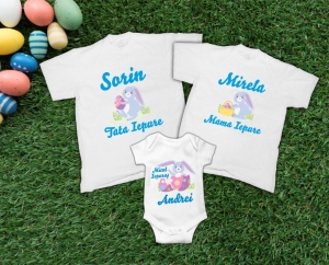 Tricouri de Paste - Set 3 Tricouri Personalizate de Paste - Familie de iepurasi