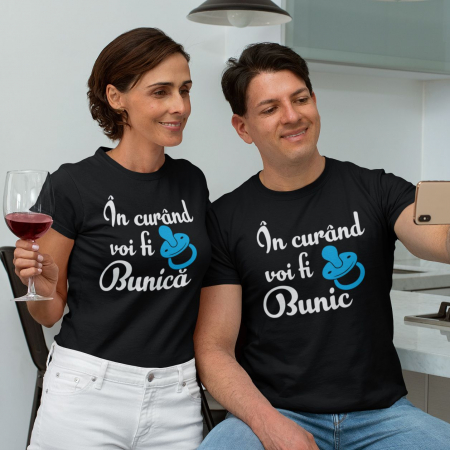 Set 2 Tricouri Personalizate - In curand voi fi Bunic - Bunica   [1]