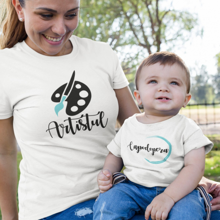 Tricouri Pentru Mama si Fiu - Set 2 Tricouri Personalizate Mama si Fiu- Artistul si capodopera  