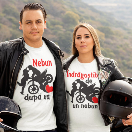 Set 2 Tricouri Personalizate - Nebun dupa ea/Indragostita de un nebun  
