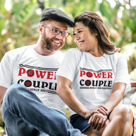 Tricouri Cuplu - Set 2 Tricouri Personalizate - Power Couple + an  