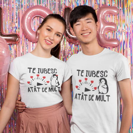 Tricouri Cuplu - Set 2 Tricouri Personalizate - Te iubesc atat de mult  