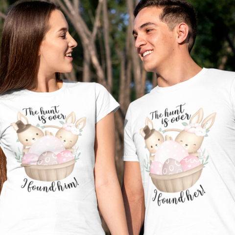 Set 2 Tricouri Personalizate - The hunt is over I found him / her   [1]
