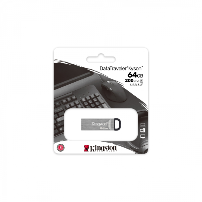 Stick de memorie Kingston Data Traveler Kyson 64GB USB 3.2 metalic [3]