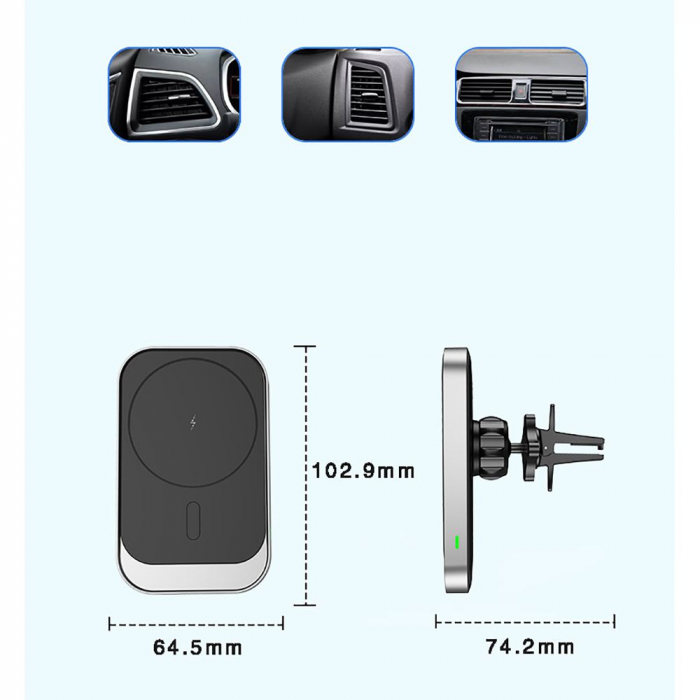 Suport auto / incarcator auto wireless Tech-Protect CW19 Magnetic compatibil MagSafe [8]