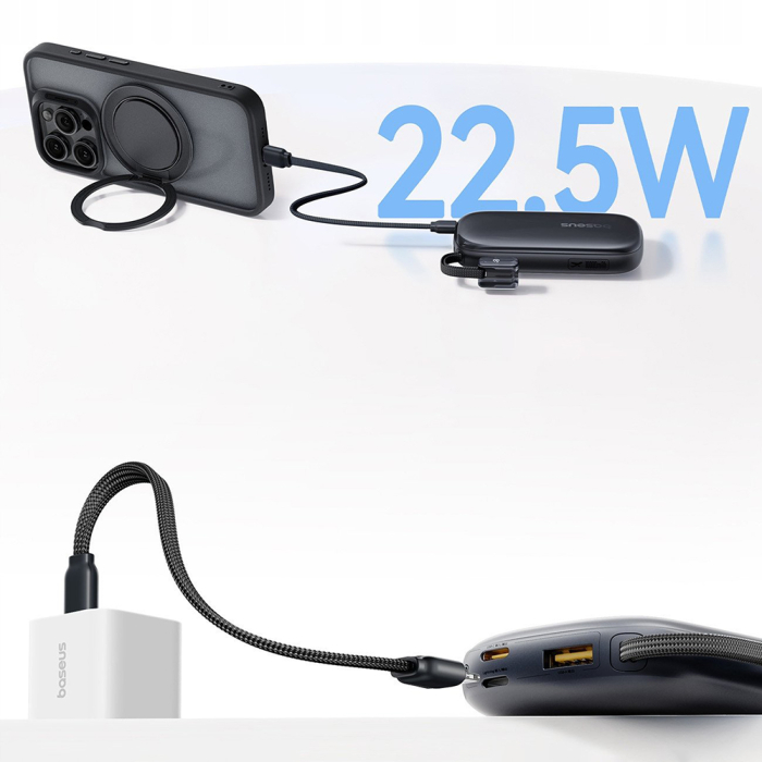 Baterie externa Baseus EnerFill FC21 Qpow 3 Ultra  with Detachable Cable, 20000mAh, 45W, USB, USB-C - Cosmic Black [5]