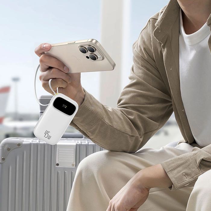 Baterie externa Baseus - Power Bank EnerFill FC31 Qpow 3 (E0028D03) - USB-C/Lightning Cables, 20000mAh, 45W, Digital Display - Galaxy Blue [4]