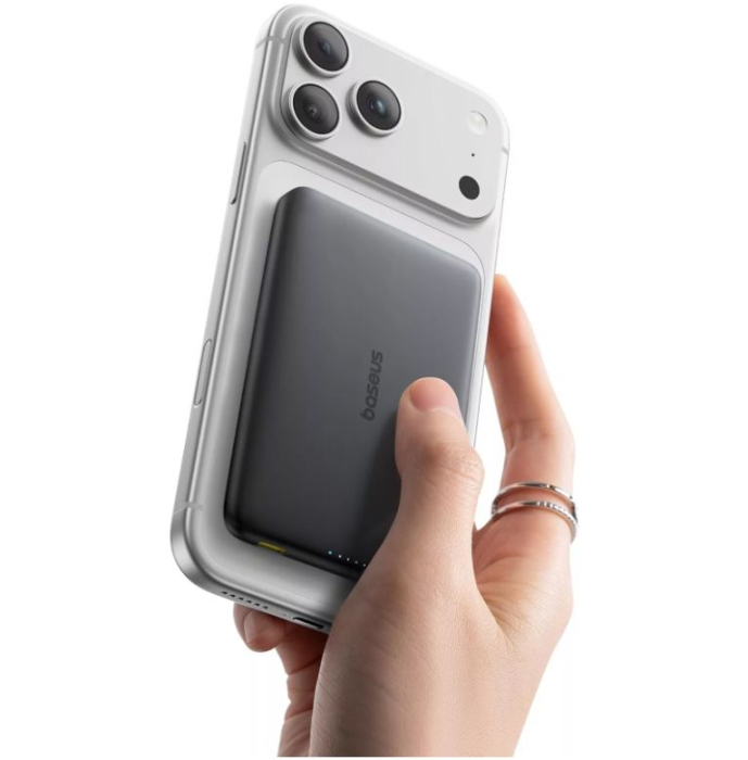 Baterie Externa Wireless Baseus PicoGo AM41, 10000mAh, 27W, PD + FQI, 1 x QI - 1 x USB-C, Neagra E0027201 [3]