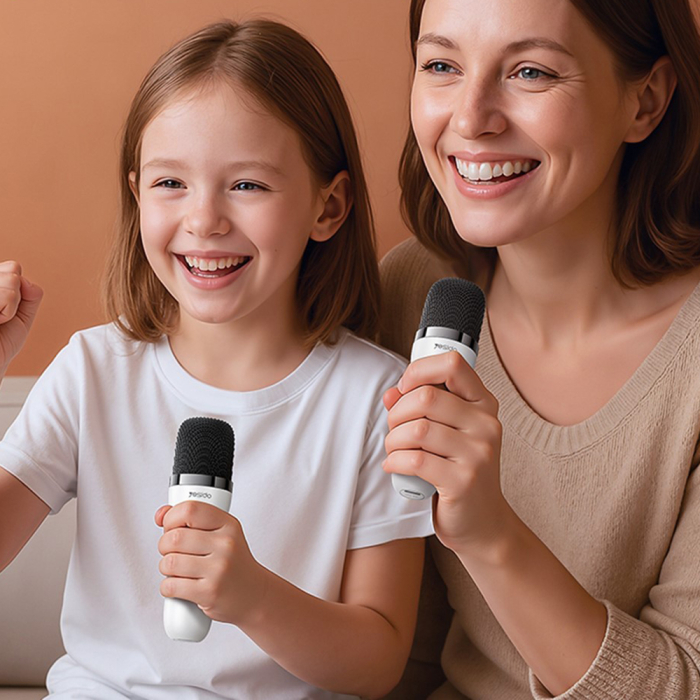 Boxa externa Yesido - Wireless Karaoke Speaker (YSW36) - with 2x Microphones 300mAh, Bluetooth 5.3, TF Card, USB, AUX, 1200mAh, 5W - White [3]