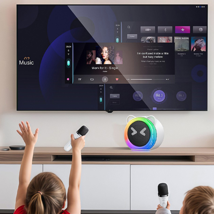 Boxa externa Yesido - Wireless Karaoke Speaker (YSW36) - with 2x Microphones 300mAh, Bluetooth 5.3, TF Card, USB, AUX, 1200mAh, 5W - White [2]