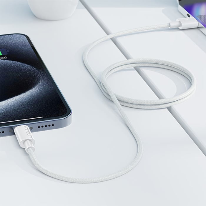 Cablu Acefast (C18-04) - USB to Type-C, Fast Charging, 3A, BendResistant, Nylon Braid, 1.2m - White [3]