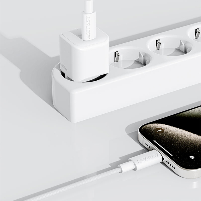 Cablu Acefast (C18-04) - USB to Type-C, Fast Charging, 3A, BendResistant, Nylon Braid, 1.2m - White [6]
