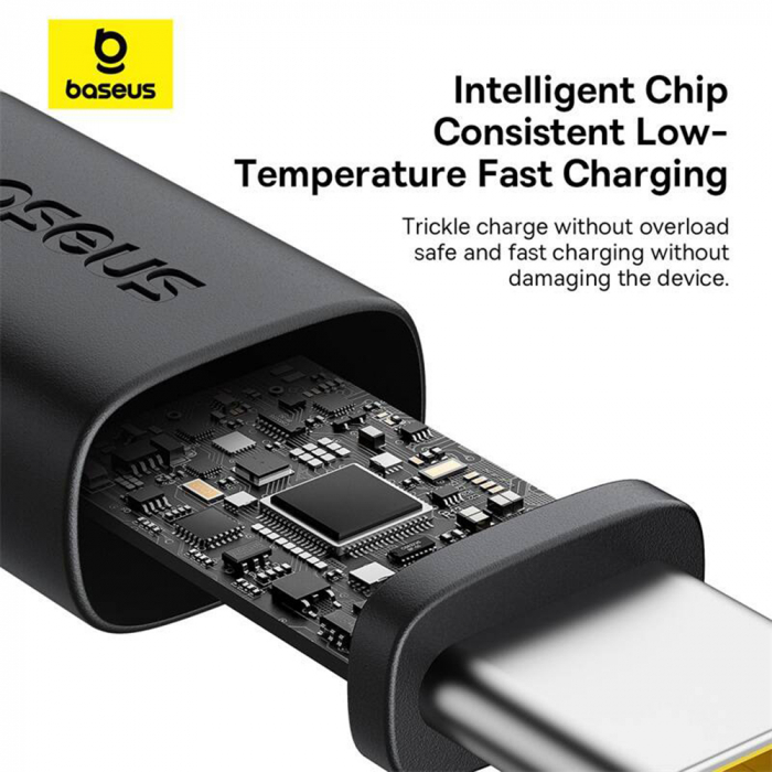 Cablu Baseus Dura Series USB to Type-C, Fast Charging, 60W, 480Mbps, Naylon, 1m - Red / Black [5]