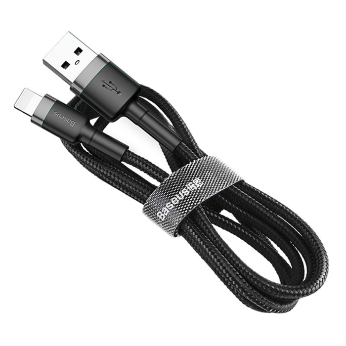 Cablu de date Baseus Cafule (CALKLF-AG1) - USB to Lightning, 2.4A, 480Mbps, 50cm - Grey [2]