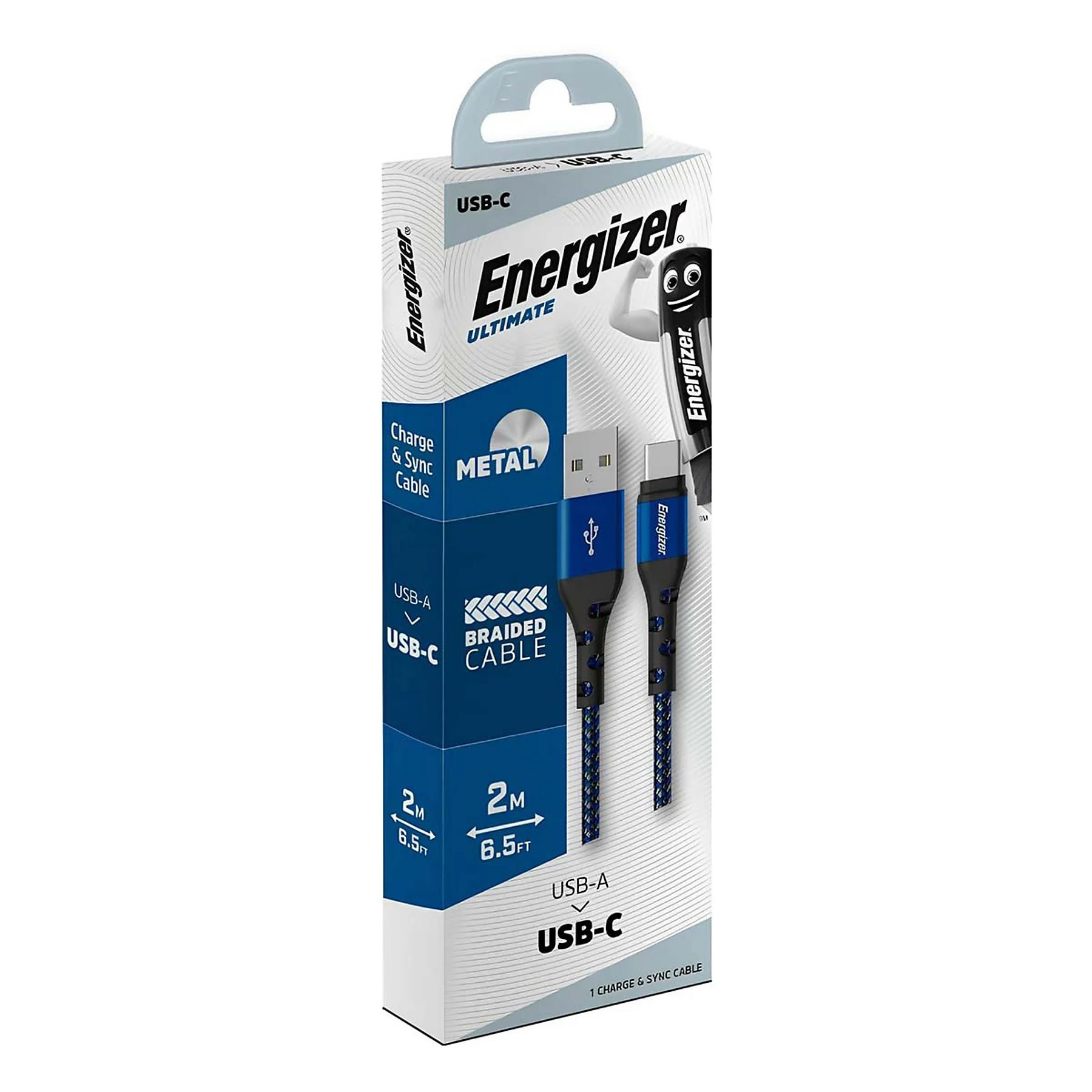 Cablu de date Energizer C520CKBL, USB 2.0, USB-C, 2m (Albastru) [3]