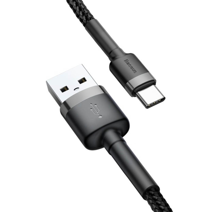 Cablu  de incarcare Baseus Cafule (CATKLF-AG1) - USB to Type-C, Fast Charge, 3A, 480Mbps, 0.5m - Gray / Black [1]