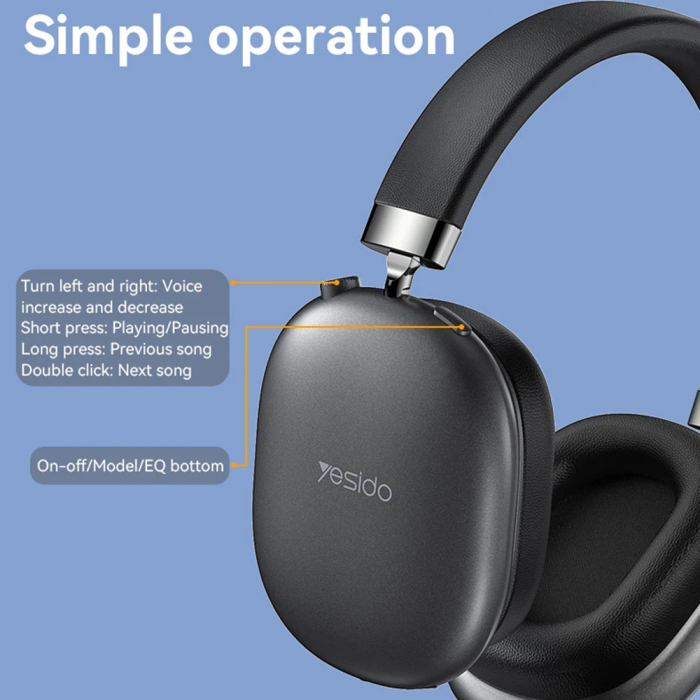 Casti wireless Yesido EP05- Bluetooth V5.2, Noise Cancelling, 400mAh, Waterproof, Type-C Charging - Black [7]