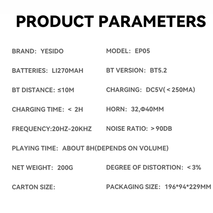 Casti wireless Yesido EP05- Bluetooth V5.2, Noise Cancelling, 400mAh, Waterproof, Type-C Charging - Black [2]
