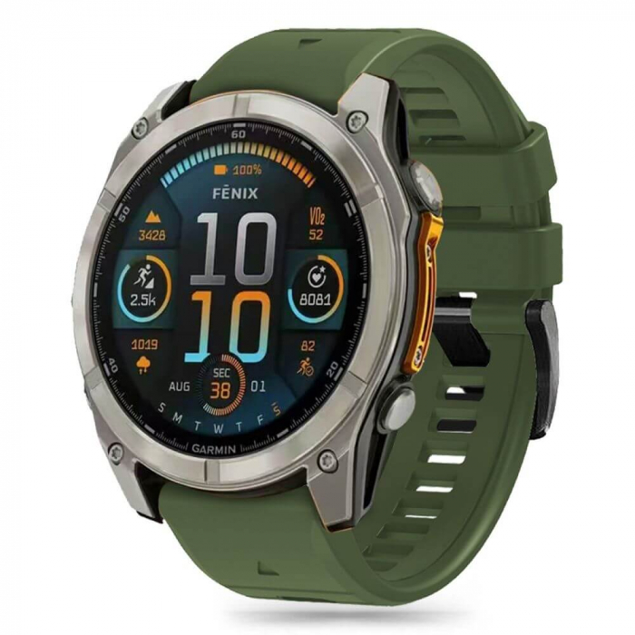 Curea Tech-Protect Silicone Line Garmin Fenix 5X / 5X Plus / 6X / 6X Pro / 7X / 8 51mm verde army [2]