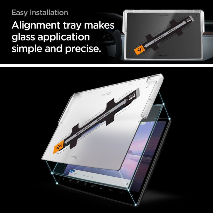 Folie sticla cu sistem de montare Spigen glas tr ez fit compatibila cu Tesla Model X 2022 / S 2021 [10]