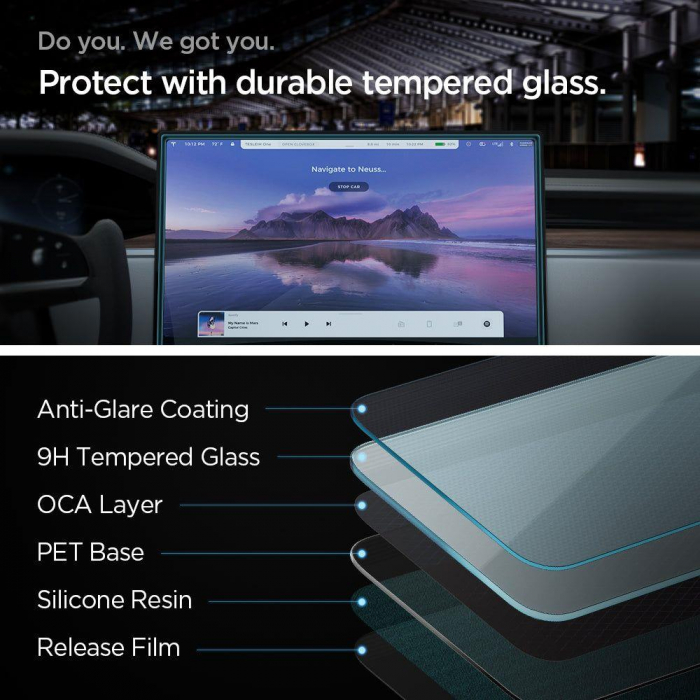 Folie sticla cu sistem de montare Spigen glas tr ez fit compatibila cu Tesla Model X 2022 / S 2021 [11]